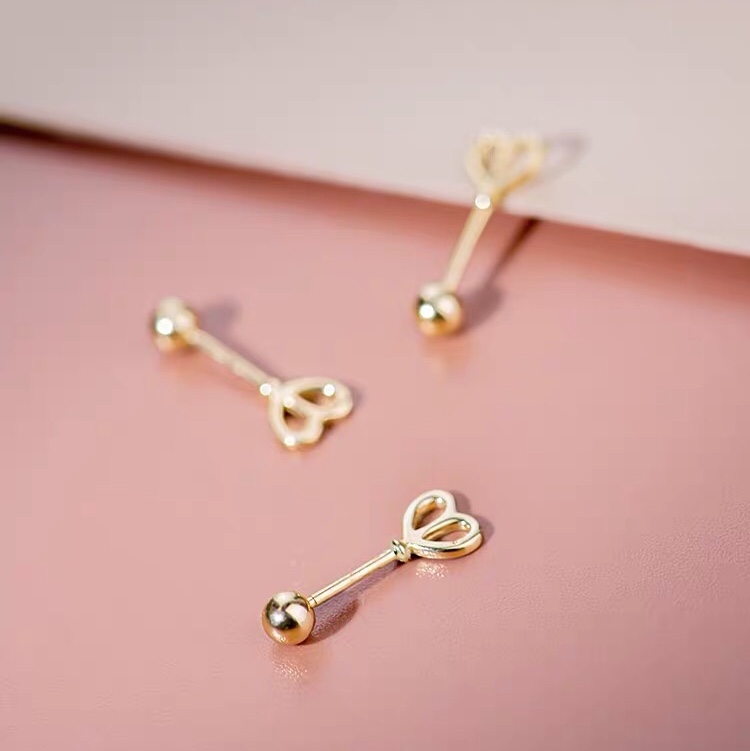 Ear stud Love screw stud ear bone stud sleep without taking earrings