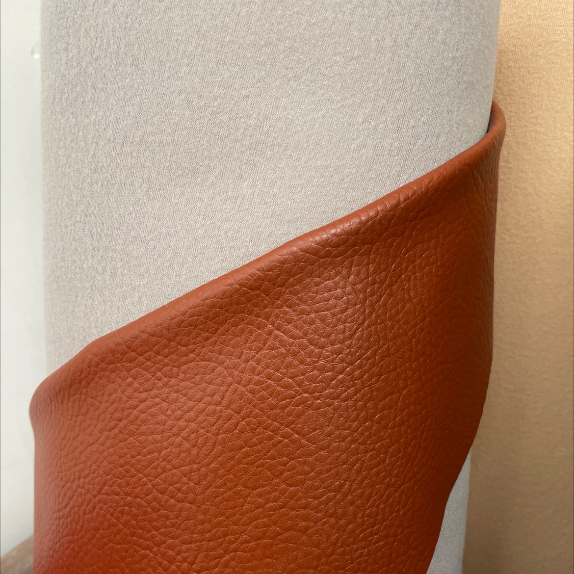 Large lychee-patterned leather fabric sofa belt accessory red and brown dlz023a details Picture