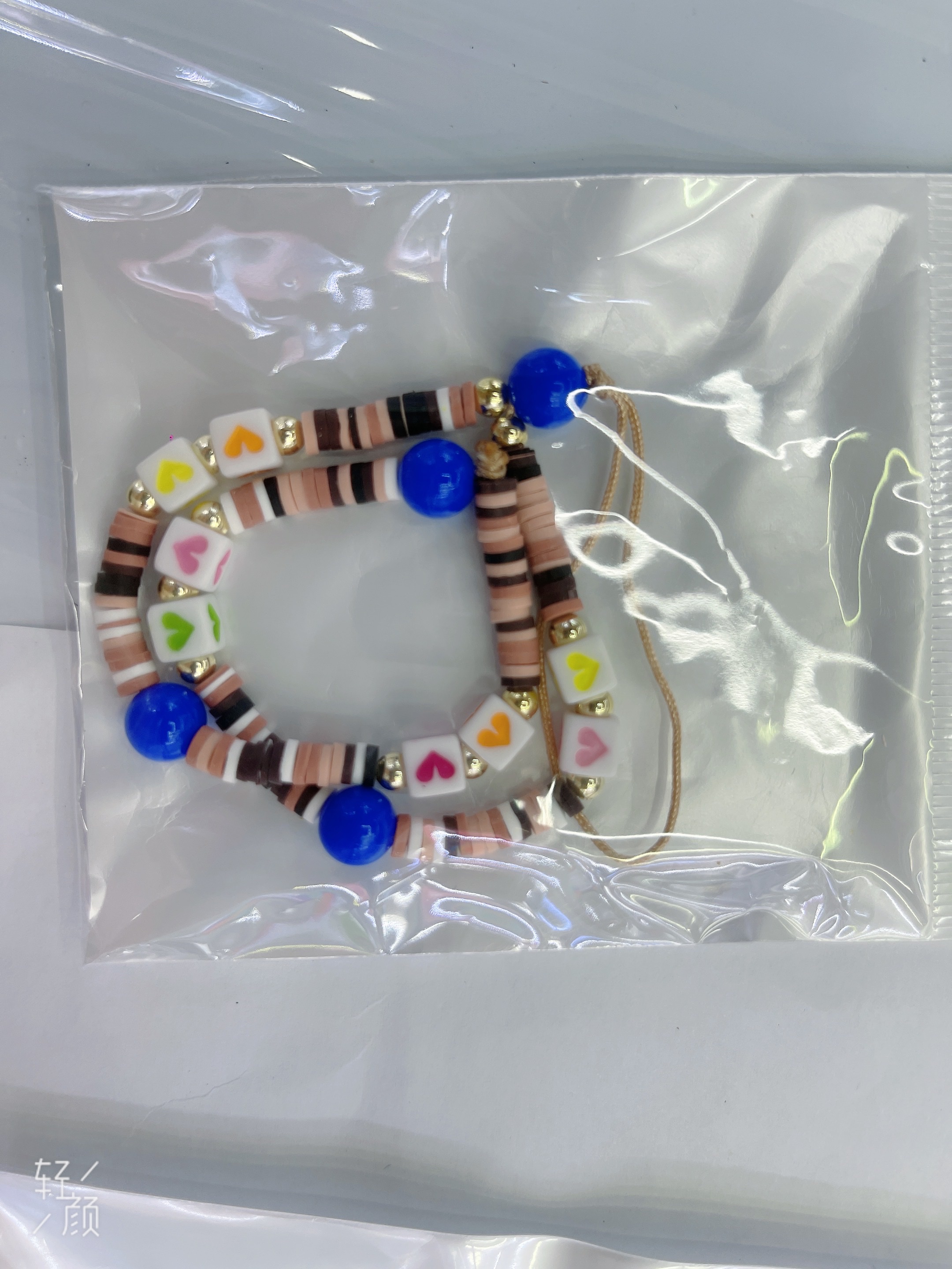 手机挂绳 手机链 20厘米 彩色软陶片爱心手机链 创意树脂爱心手机挂绳防丢挂链  详情图10