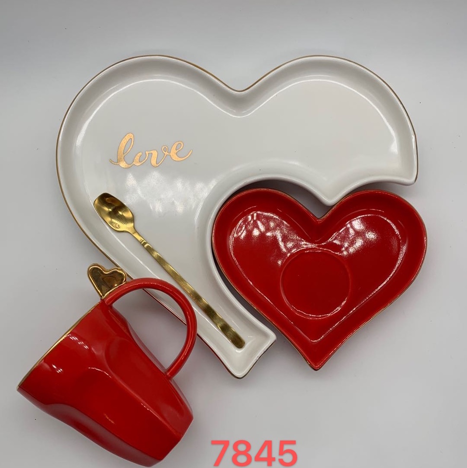中国小商品城7845德伟陶瓷咖啡杯碟爱心4件套德伟021