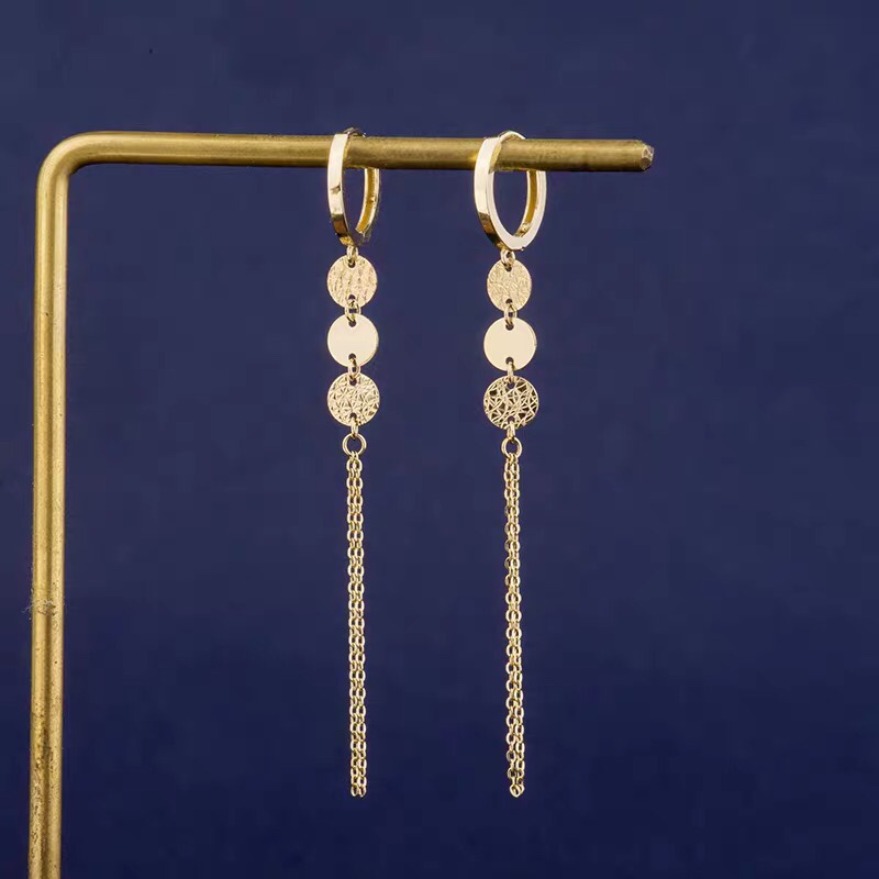 Earrings for women round gold long temperament earrings drop earrings