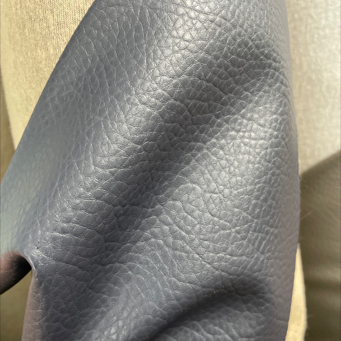 Leather fabric with a large lychee pattern, leather sofa, leather belt and accessories, deep blue dlz017 Item Picture