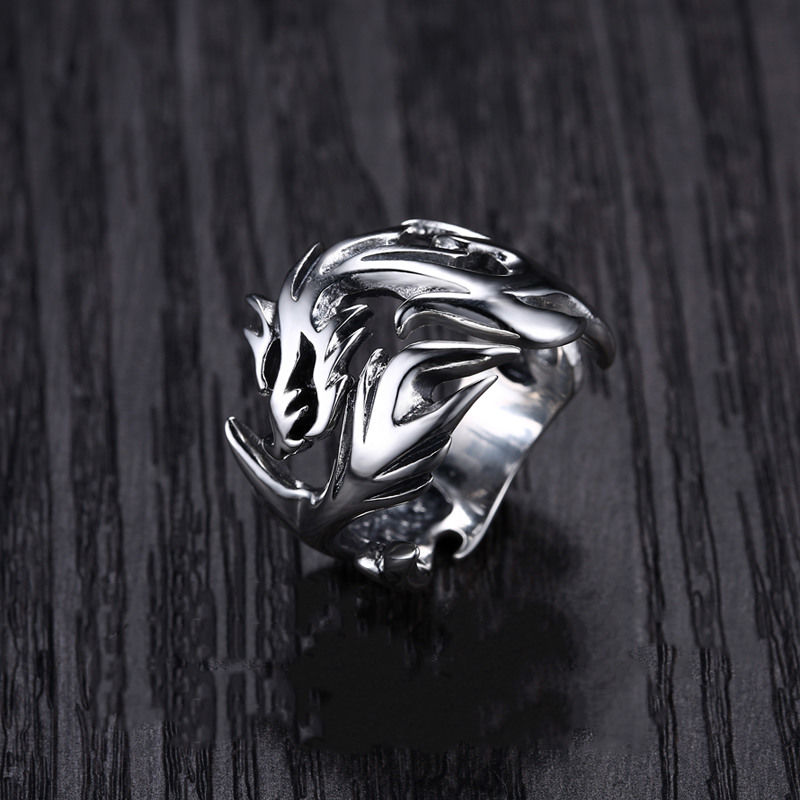 95 Thai love you Taoist nine-word truth ring Fashion men cool ring light luxury index finger ring personality niche lettering