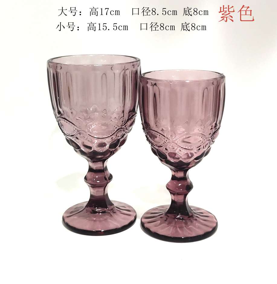 Factory direct sales of creative high-end European retro snake-patterned relief glass cups, wine glasses, juice cups and colorful tall glasses detail image 2