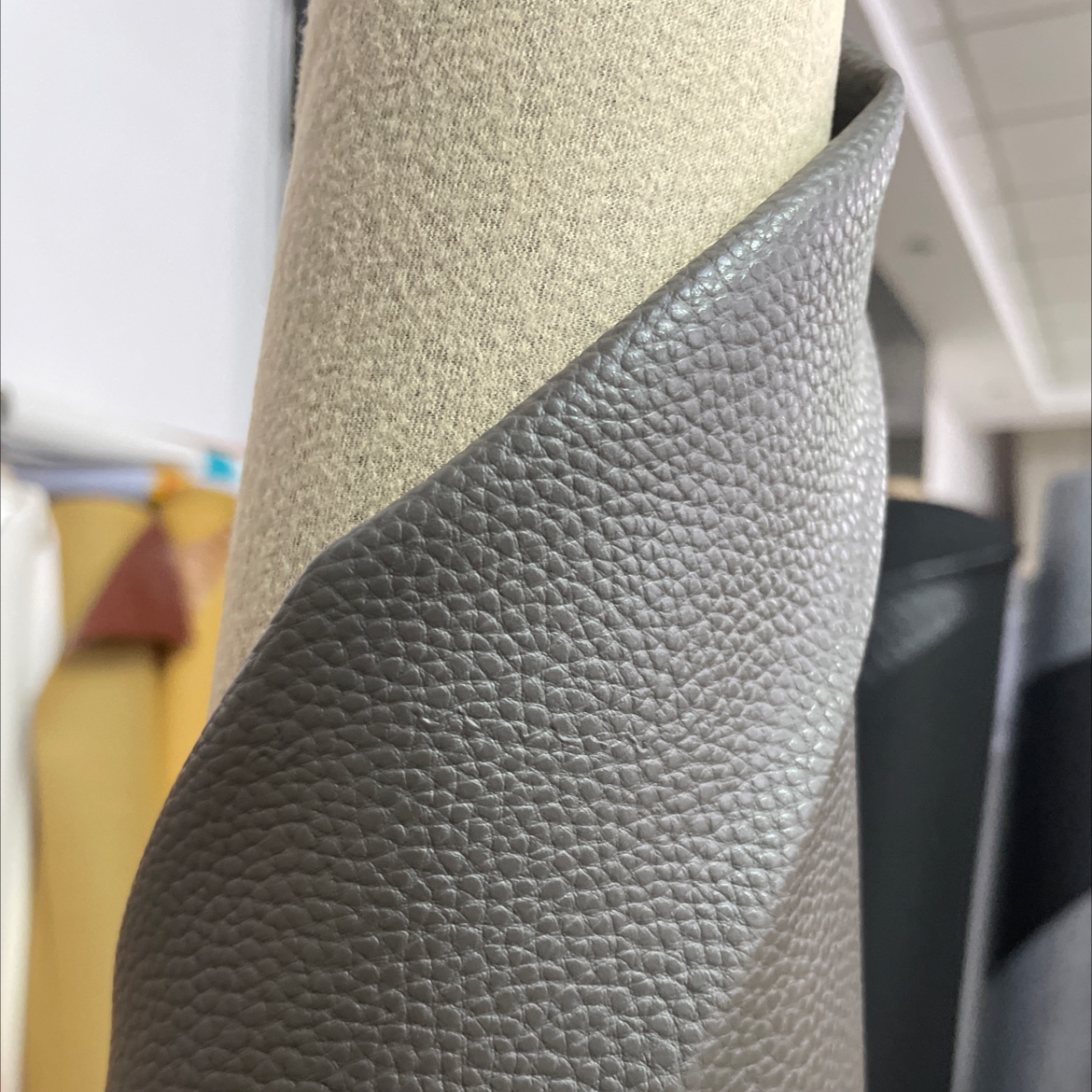 Classic lychee grain leather fabric, leather bags, sofas, belts, accessories, dark grey jdlz007 Specification image