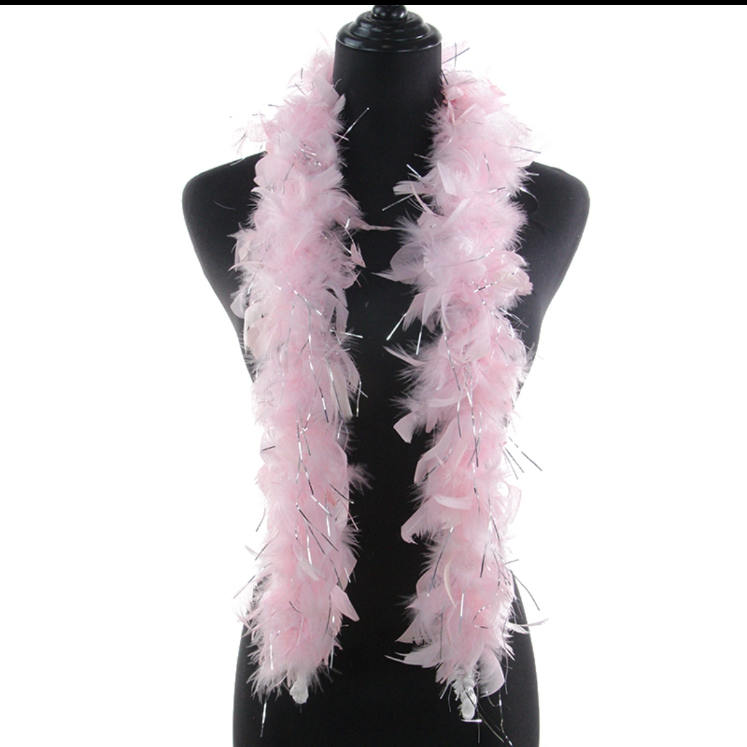 火鸡火片毛条加丝90克两米浅粉色