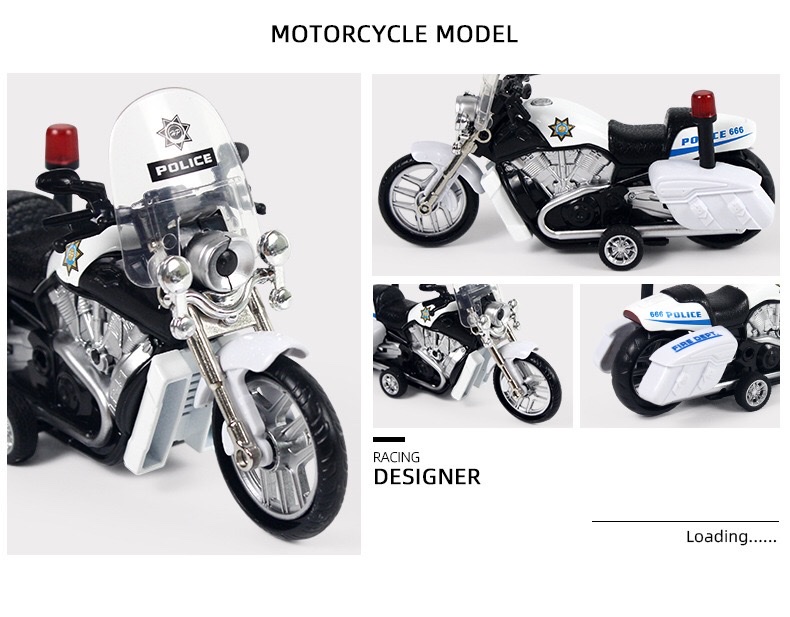 Simulación de aleación de motocicleta modelo de coche de policía bebé niños juguetes huai fuerza sonido luz niño regalo coche de juguete detail image 4