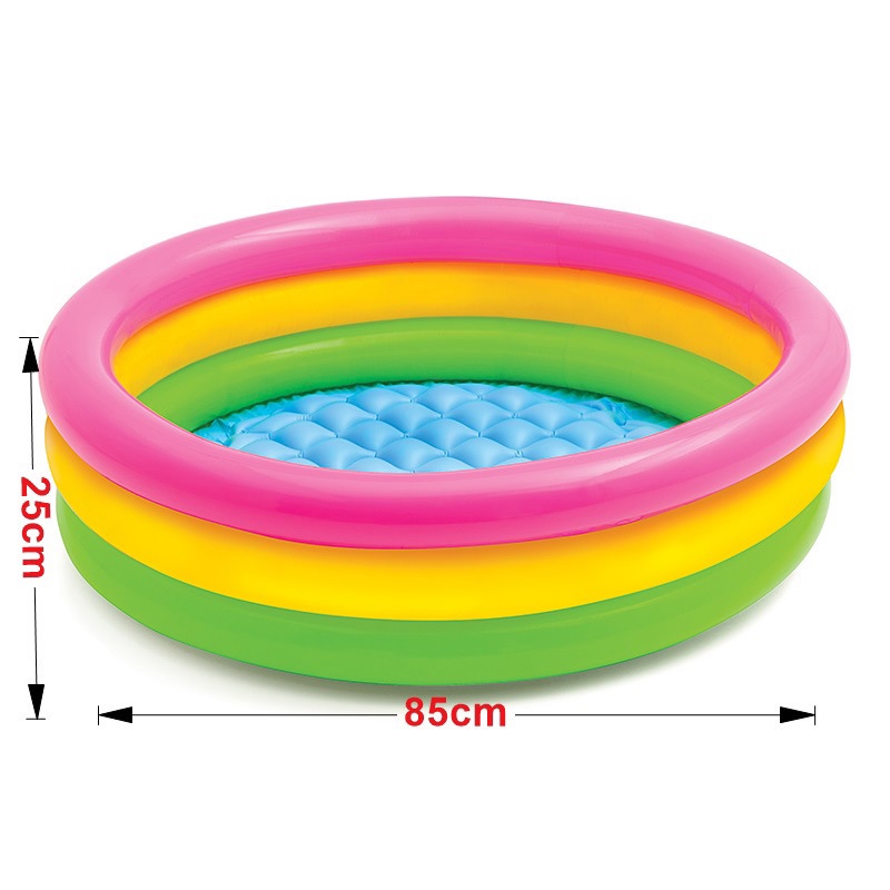 INTEX 58924 Fluorescent three-ring inflatable Water Pool for home children's swimming, Large baby water spray play pool Item Picture
