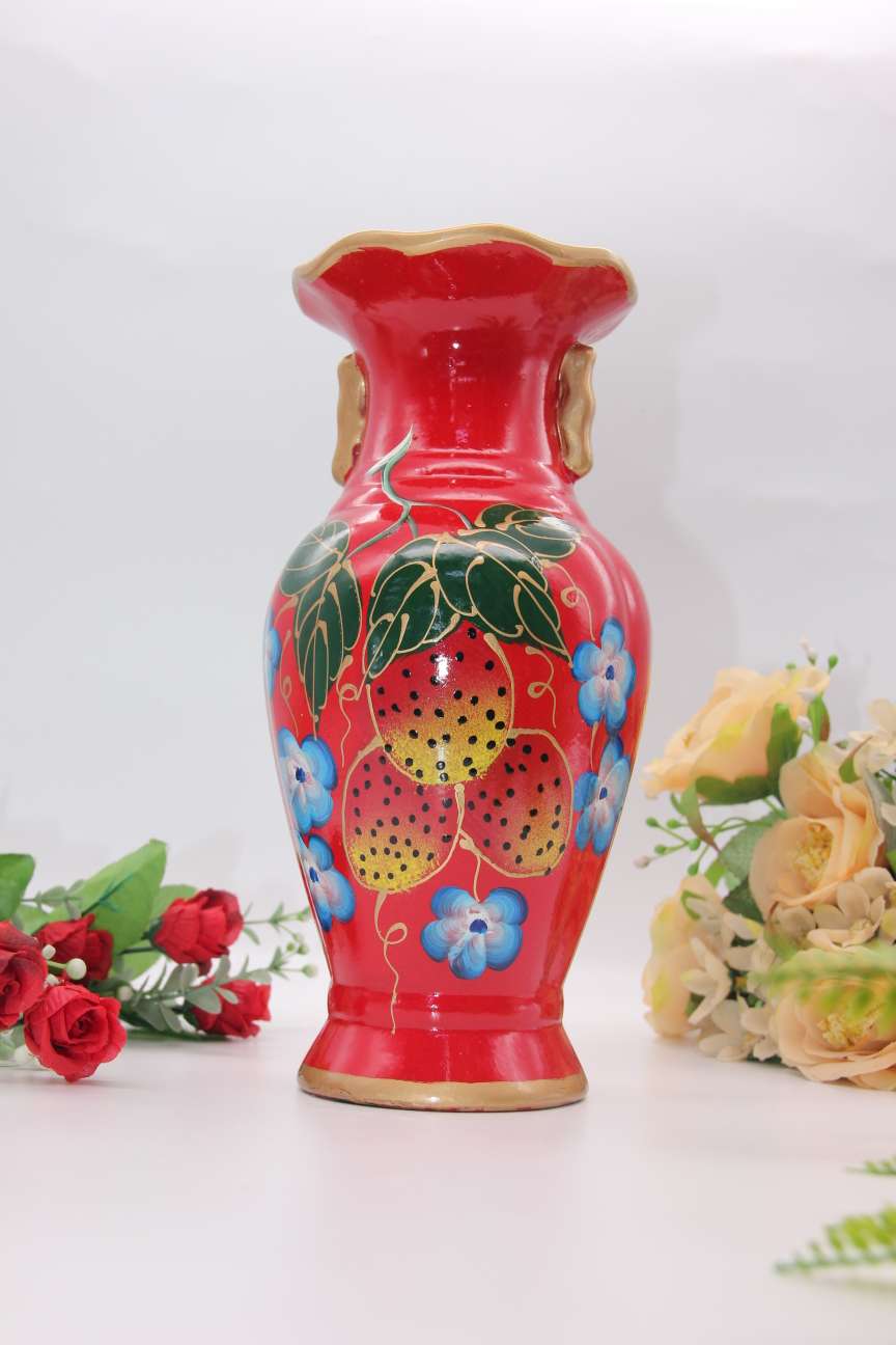 陶瓷工艺品/陶瓷花瓶/喜庆婚庆大红花瓶产品图