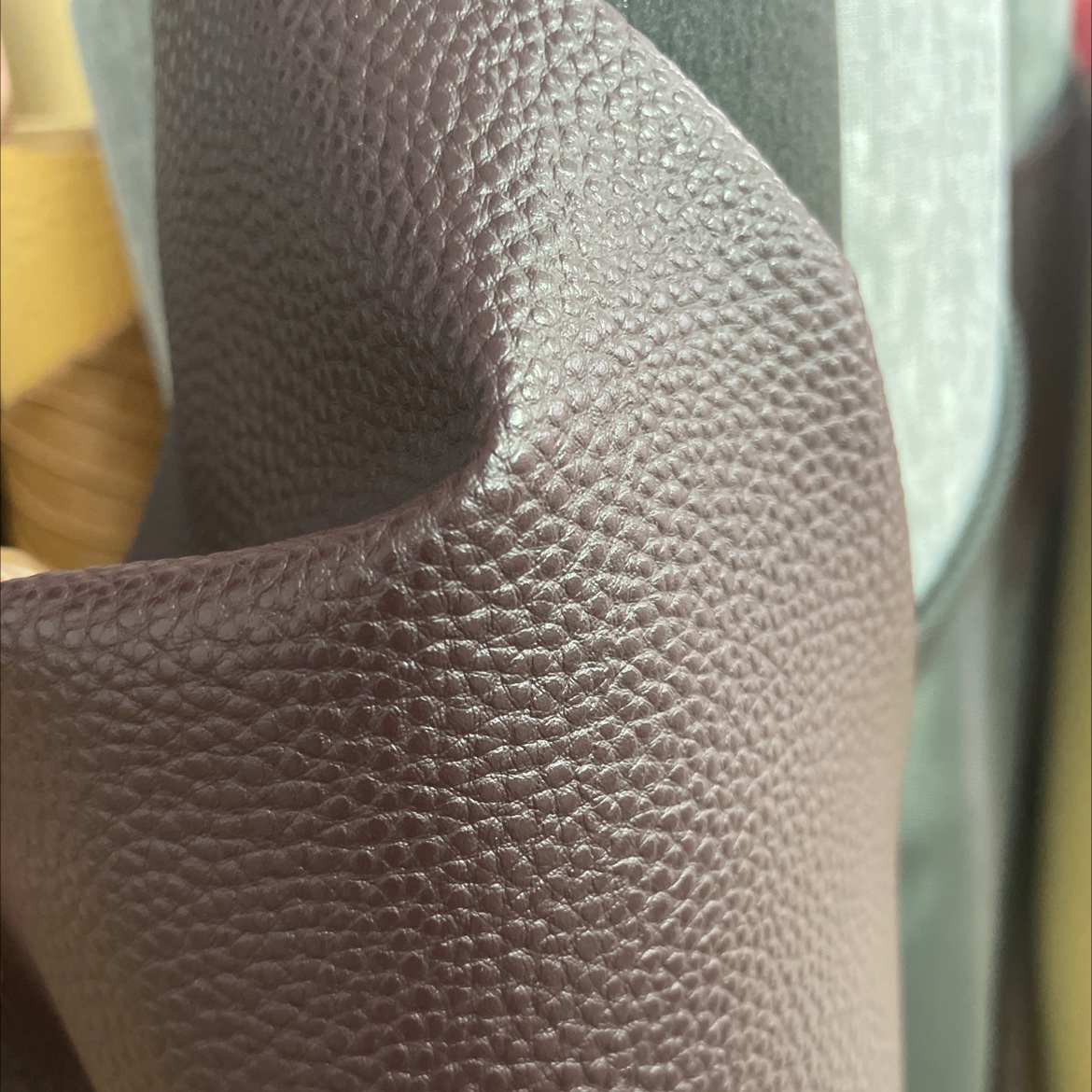 Classic lychee-patterned leather fabric, leather bags, sofa belts, accessories, dark brown jdlz002 Item Picture