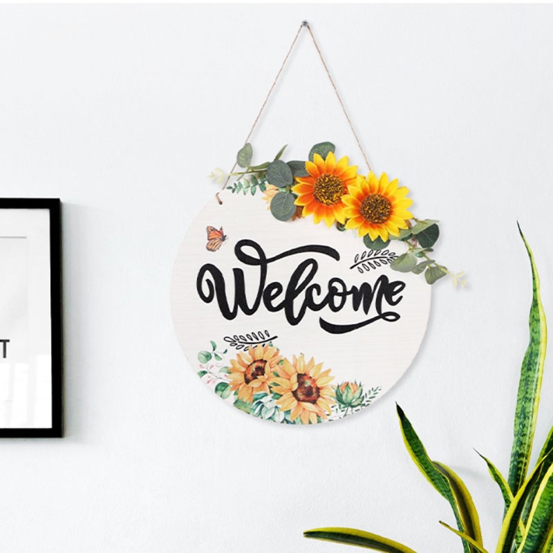 ins玄关干花绿植向日葵背景墙面装饰 北欧餐厅门墙上挂件墙壁挂饰10