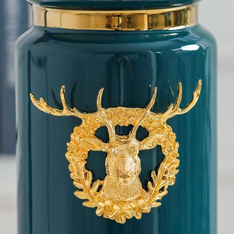 Light luxury, modern, simple and creative large flower 甁 ornaments, Nordic home TV cabinet, dried flower decorations, soft furnishings for the entrance hall, wedding soft furnishings, hotel metal deer head handicrafts Specification image