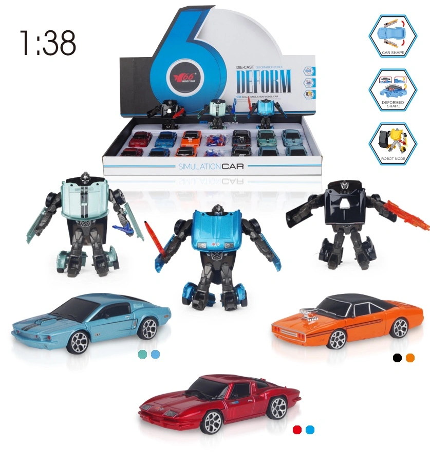 Alloy deformation robot sliding racing car, car model, children's toy, mini battle car, night market stall detail image 1