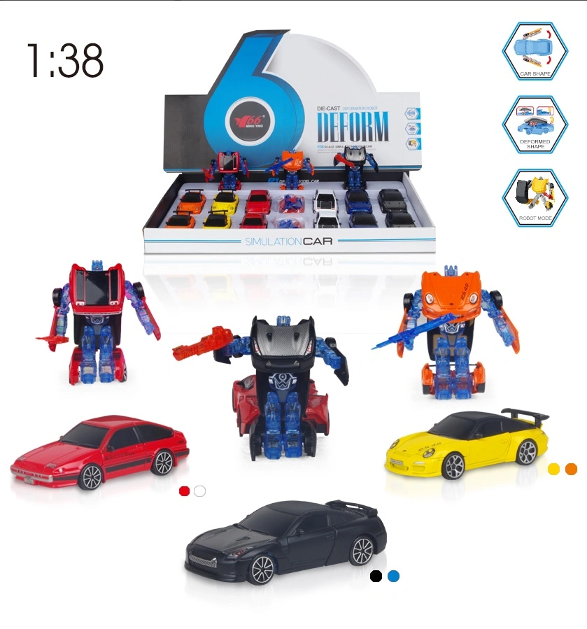 Alloy deformation robot sliding racing car, car model, children's toy, mini battle car, night market stall detail image 2