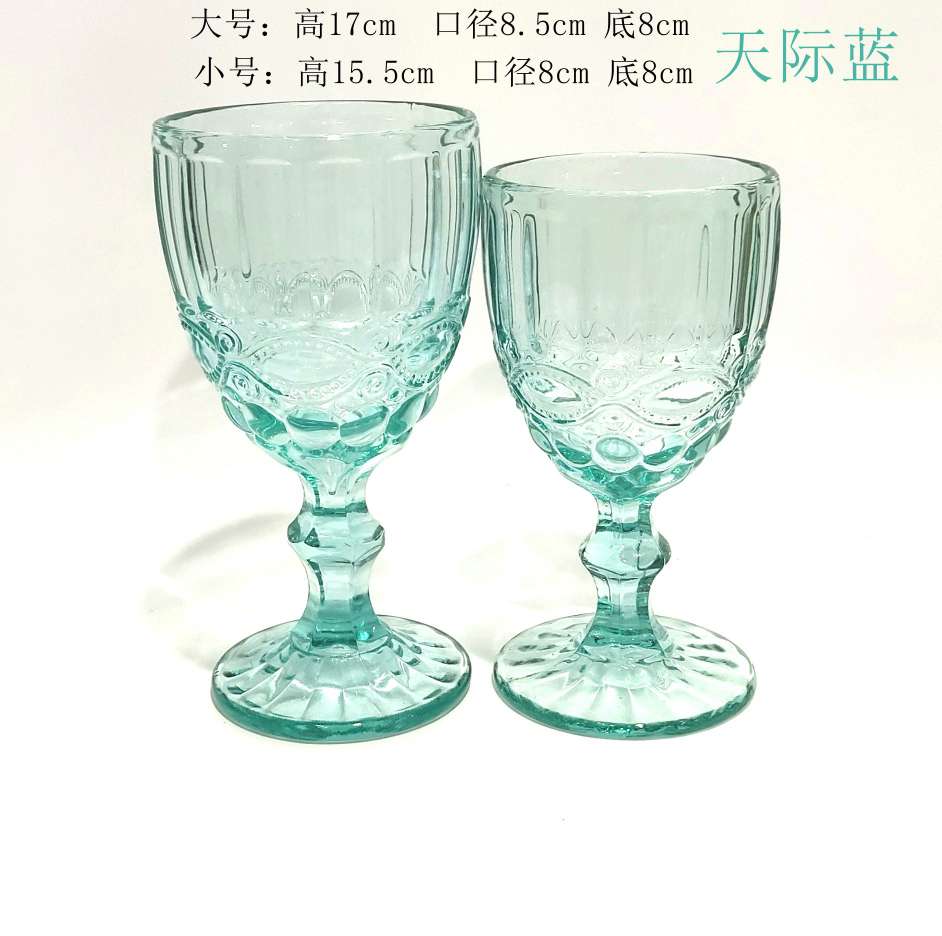 Factory direct sales of creative high-end European retro snake-patterned relief glass cups, wine glasses, juice cups and colorful tall glasses detail image 3