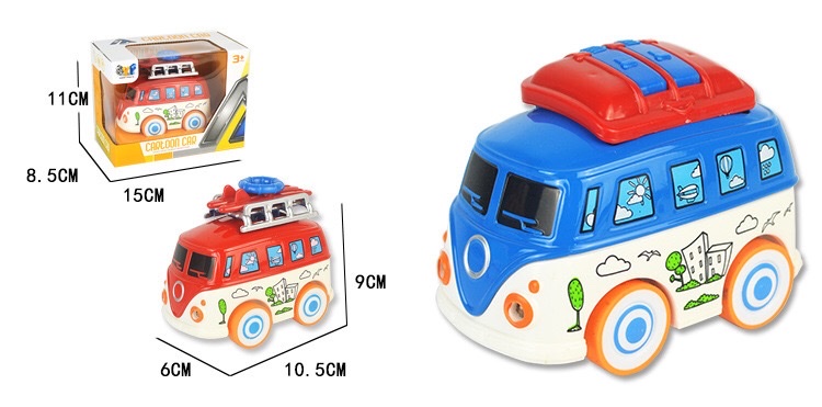 Cartoon Q-version alloy bus model, children's toy, alloy car model, force sound and light travel bus, bus decoration detail image 9