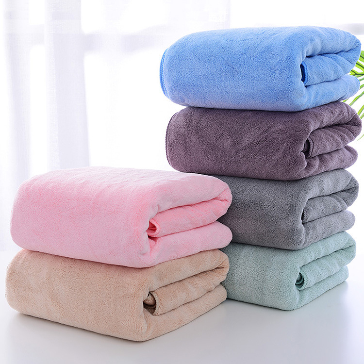 Japanese-style coral fleece absorbent bath towel thickened couple's towel gift given, 70*140cm detail image 17