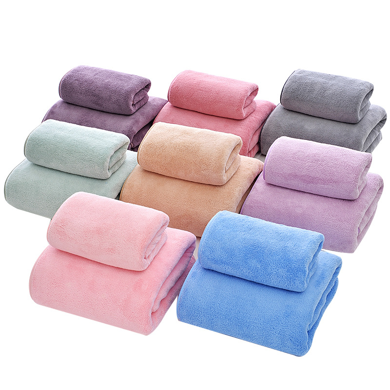 Japanese-style coral fleece absorbent bath towel thickened couple's towel gift given, 70*140cm detail image 15