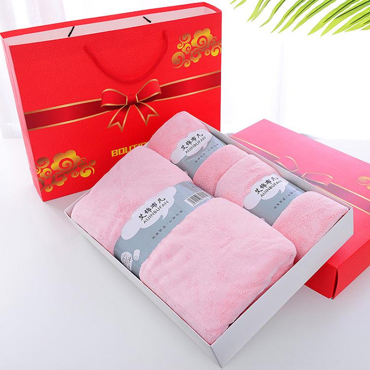 Japanese-style coral fleece absorbent bath towel thickened couple's towel gift given, 70*140cm detail image 16