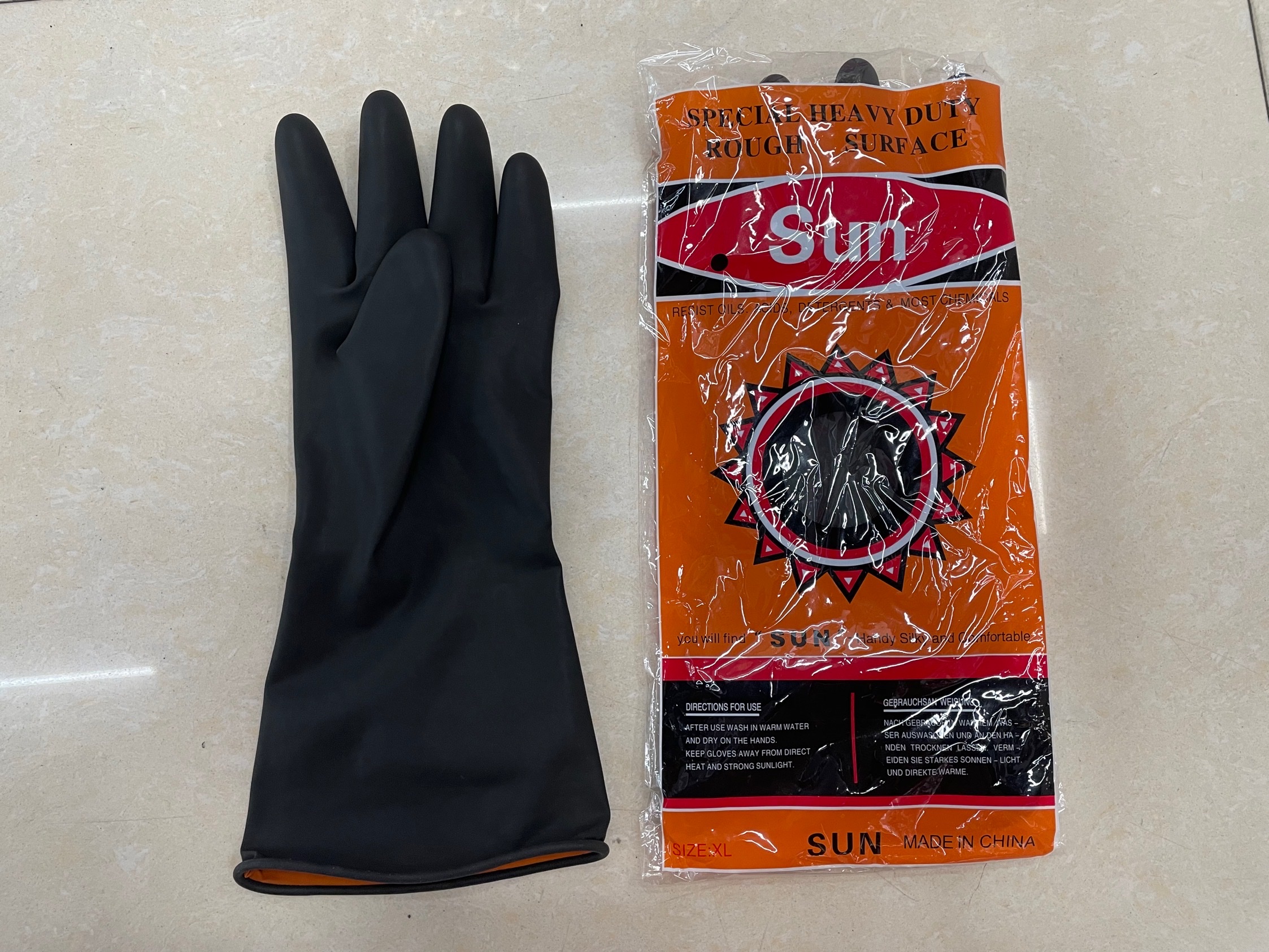 Látex negro industrial resistente a ácidos y álcalis negro antideslizante resistente al desgaste duradero 140 gramos de guantes de protección laboral details Picture