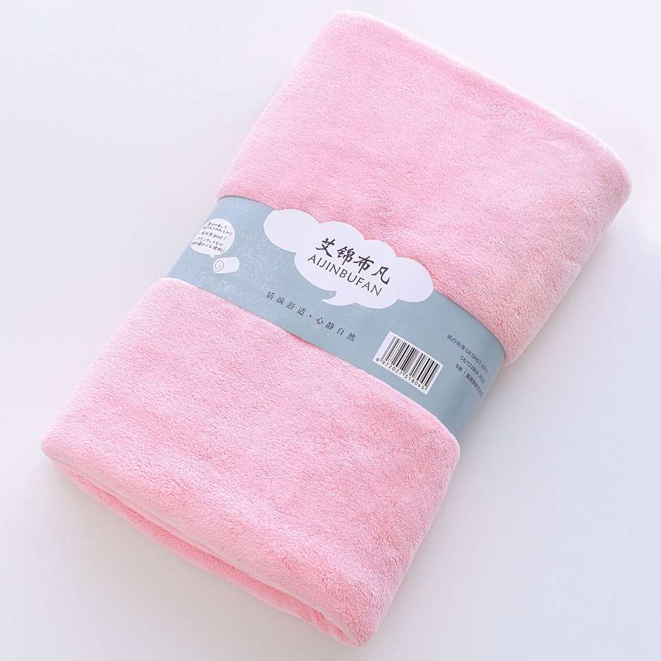 Japanese-style coral fleece absorbent bath towel thickened couple's towel gift given, 70*140cm detail image 4
