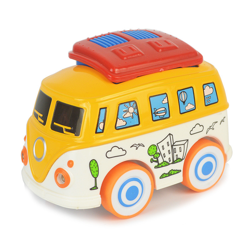 Cartoon Q-version alloy bus model, children's toy, alloy car model, force sound and light travel bus, bus decoration Application Scenario