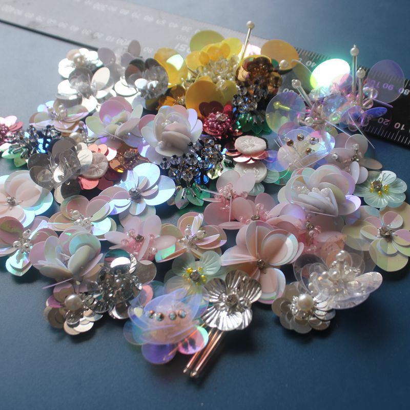 Hand-stitched beaded cloth, sequined flower shoes, hats, T-shirts, sequined decorative flowers, DIY accessories, accessories, patch stickers detail image 3