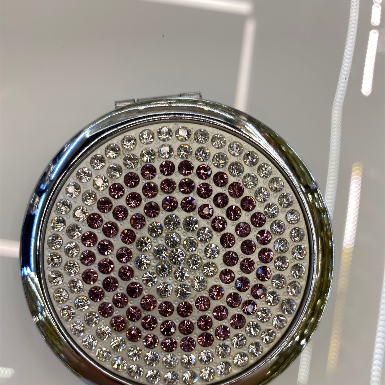 迪梦斯工艺品珠宝首饰盒镜子手工定制创意礼品镜子塑料瓷砖图案镜子满钻镜子化妆镜88