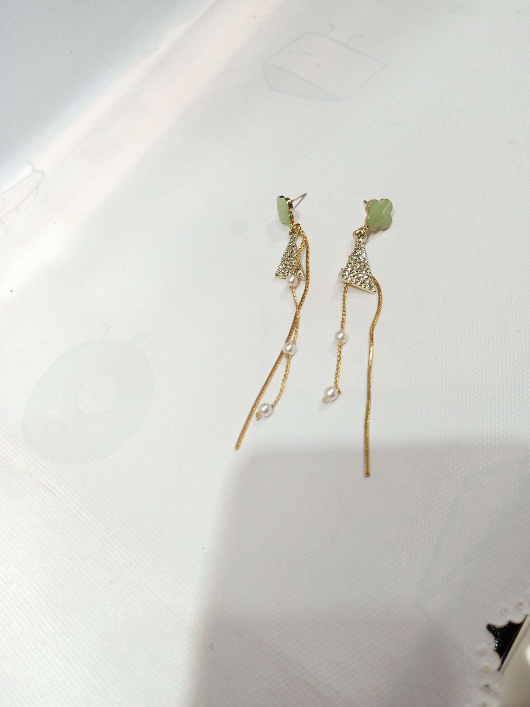 保色银针四叶草耳钉耳环产品图