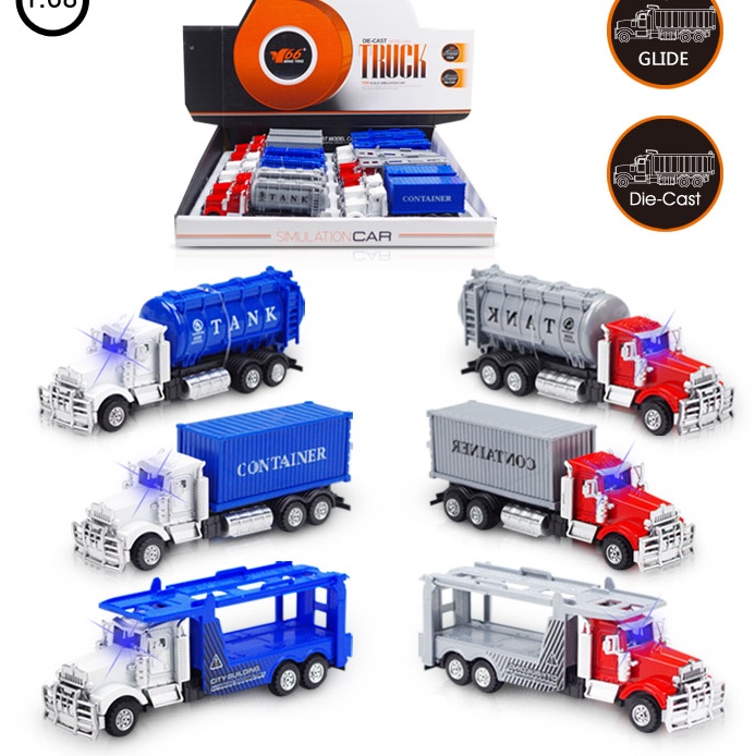 Three new cross-border sliding trailer trucks with lights and music