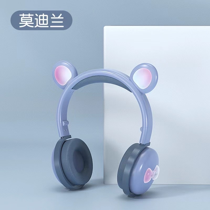 ✨新款BK7-LED 萌系米其系列 熊耳七彩灯效 头戴式蓝牙耳机 像胶质感 详情图3