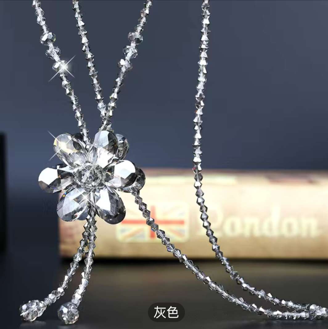 日韩精美双面花水晶项链女百搭气质流苏项链流行服装配饰项链详情图2