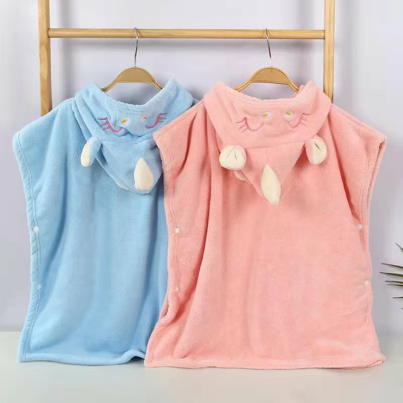 Children's bathrobe Coral fleece quick absorbent bath towel 70*140cm animal-shaped beach swimming pool windproof bath towel Specification image
