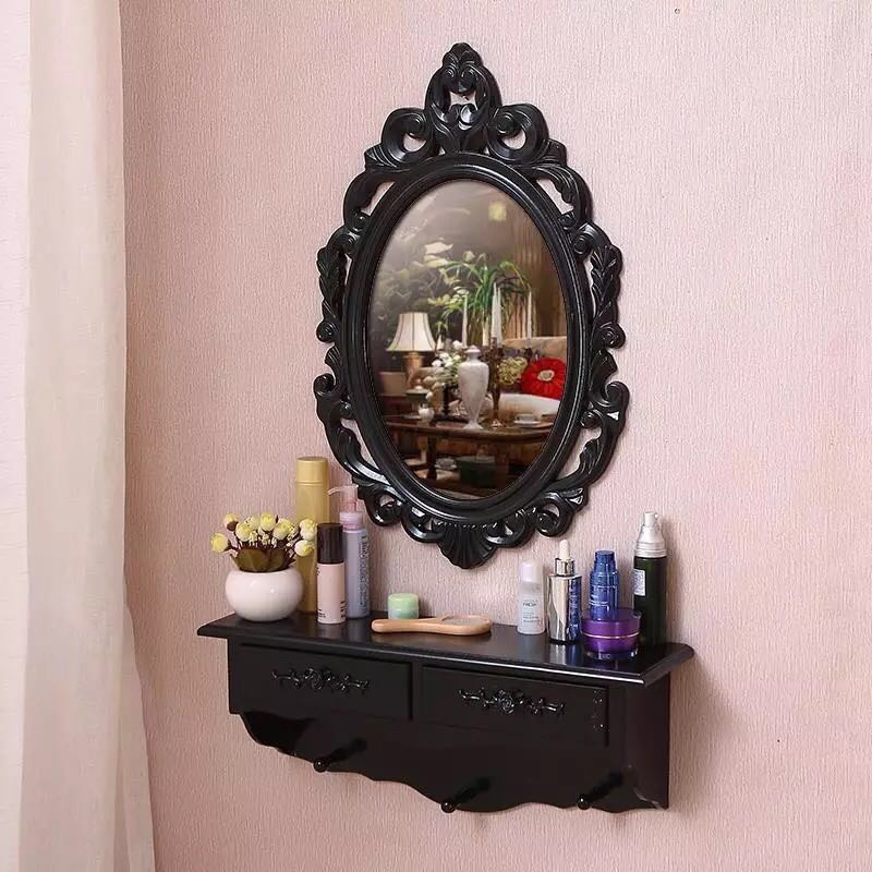 Black modern and fashionable dressing table, bedroom storage box, Korean and European style room wall mirror, dressing table 1, Love Home Craft 05