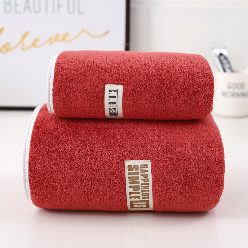 Coral fleece bath towel, pure cotton sweat cloth edge, labeled cover towel, super absorbent detail image 3