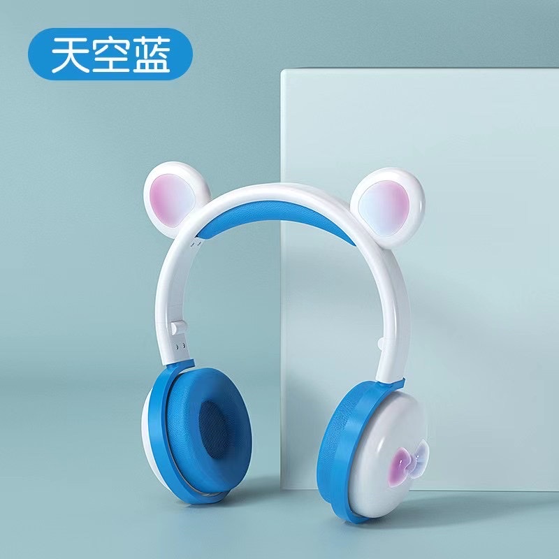 ✨新款BK7-LED 萌系米其系列 熊耳七彩灯效 头戴式蓝牙耳机 像胶质感 详情图5