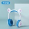 ✨新款BK7-LED 萌系米其系列 熊耳七彩灯效 头戴式蓝牙耳机 像胶质感 白底实物图