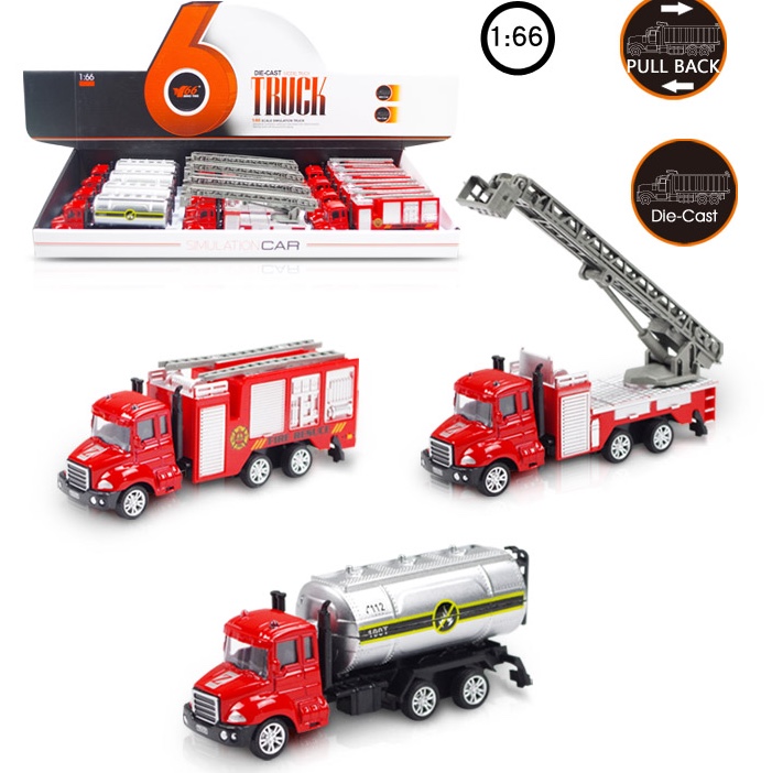 Cross-border new alloy sliding fire truck, ladder truck and water tank truck