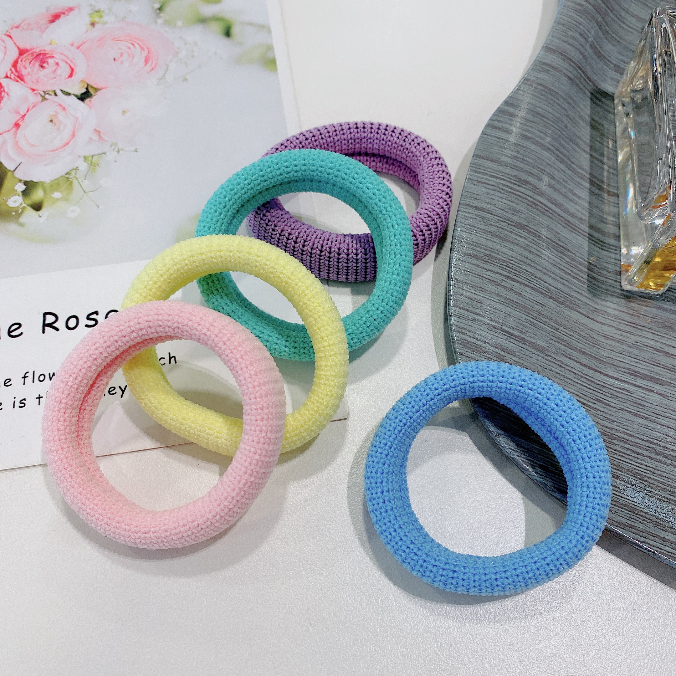 宽版毛巾  圈高弹力发  圈5条装  马卡龙色