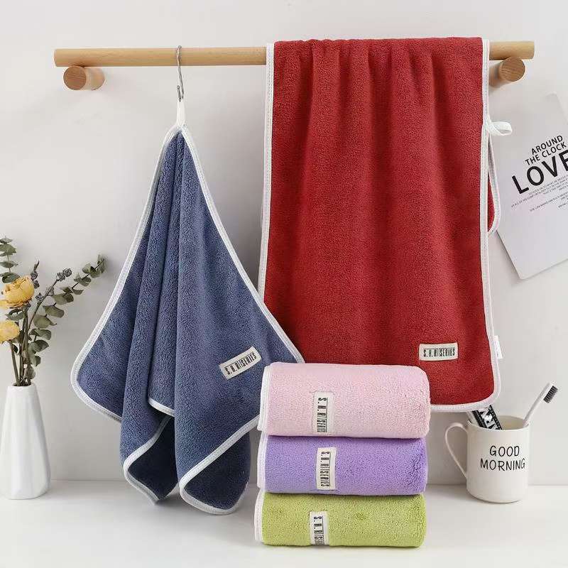 Coral fleece bath towel, pure cotton sweat cloth edge, labeled cover towel, super absorbent Specification image