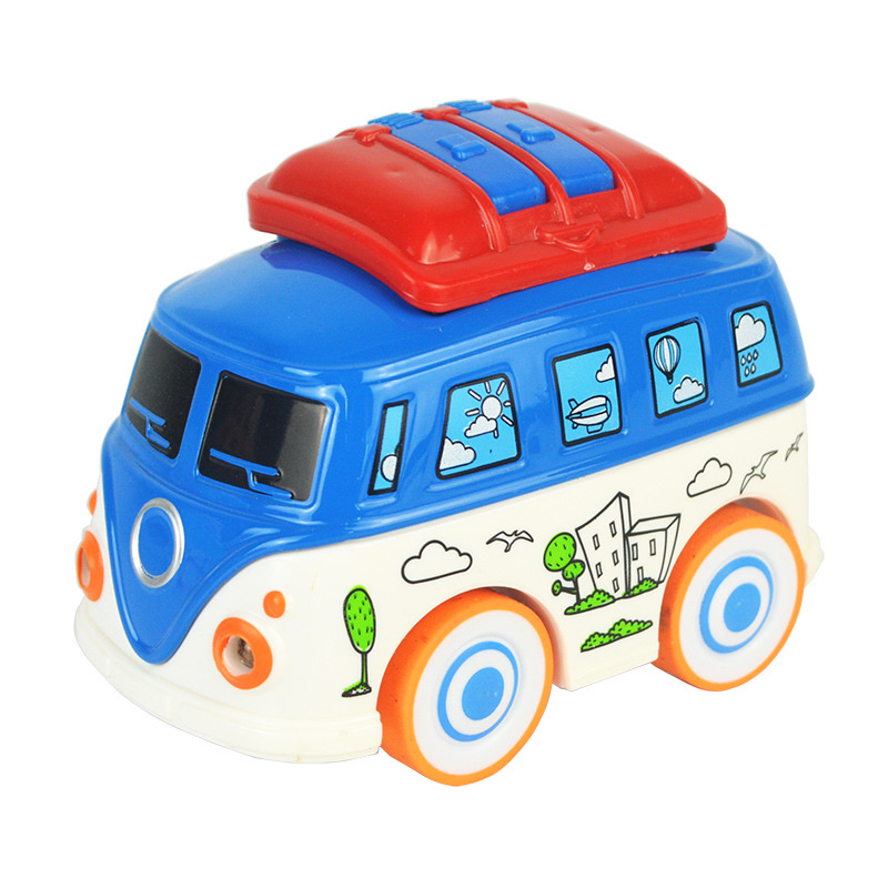 Cartoon Q-version alloy bus model, children's toy, alloy car model, force sound and light travel bus, bus decoration Specification image