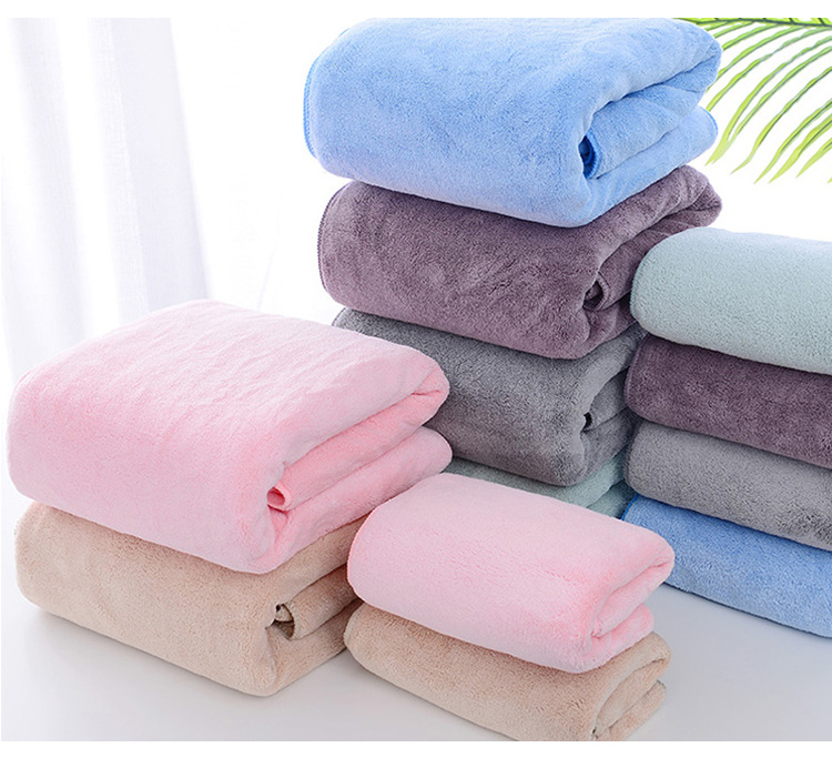 Japanese-style coral fleece absorbent bath towel thickened couple's towel gift given, 70*140cm detail image 3