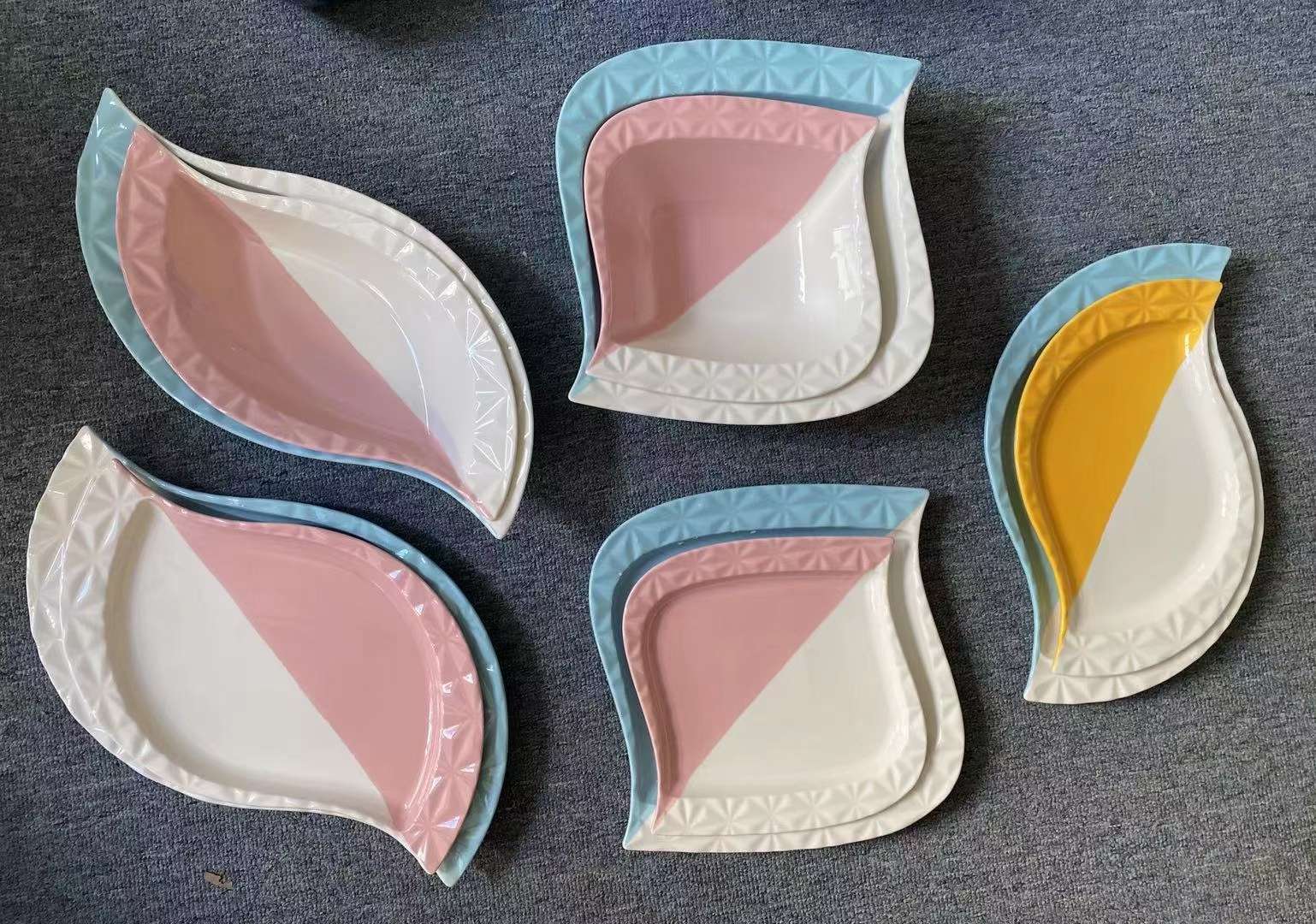 方圆陶瓷钻石转角系列西餐盘，沙拉碗，金边双色系列FY989923详情图3