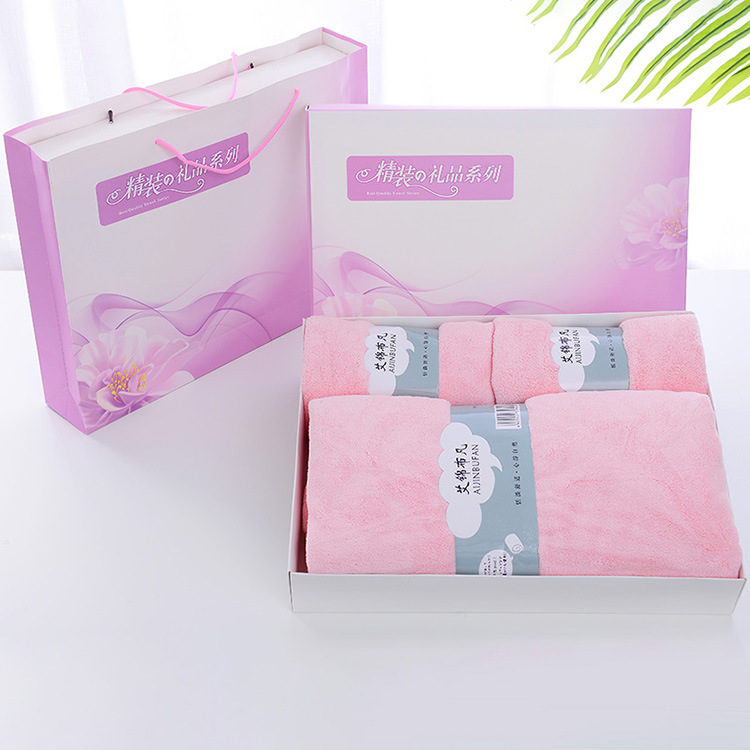 Japanese-style coral fleece absorbent bath towel thickened couple's towel gift given, 70*140cm detail image 9