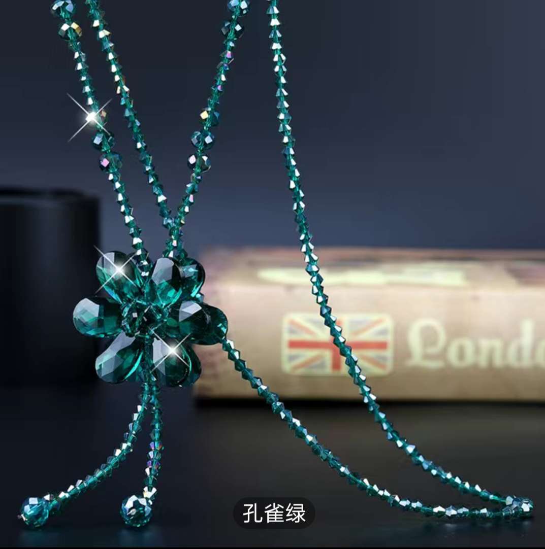 日韩精美双面花水晶项链女百搭气质流苏项链流行服装配饰项链详情图1