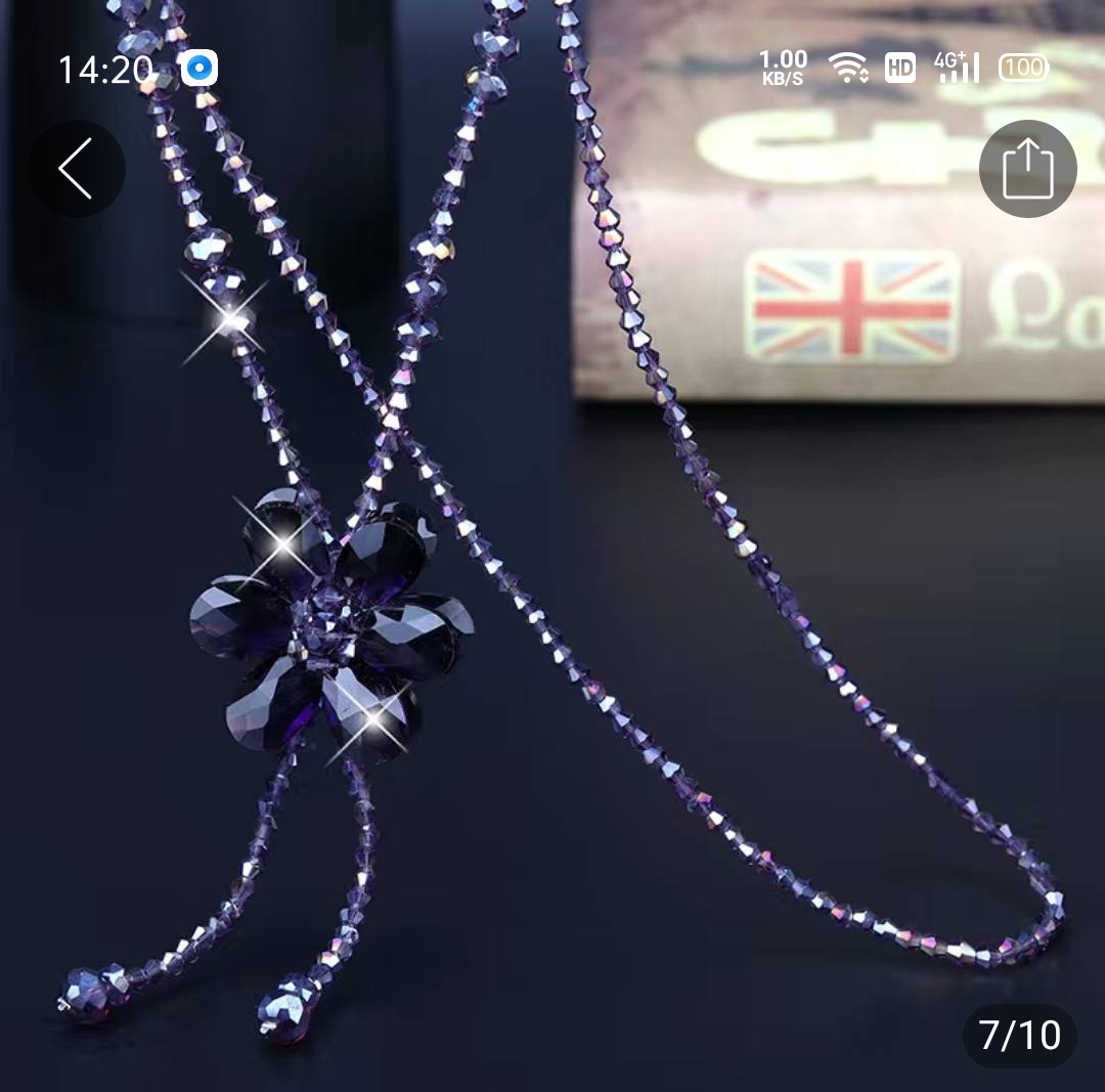 日韩精美双面花水晶项链女百搭气质流苏项链流行服装配饰项链详情图5