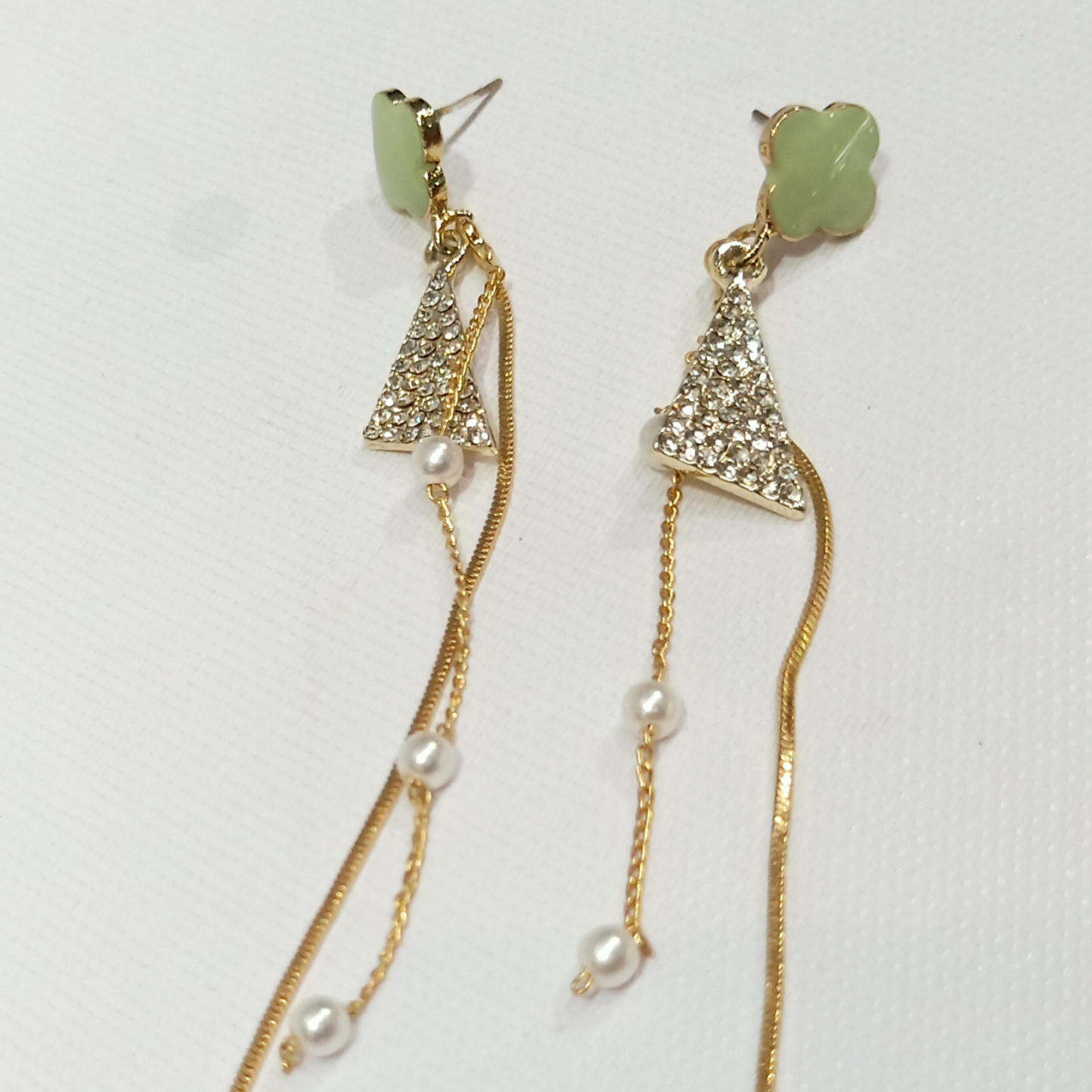 保色银针四叶草耳钉耳环