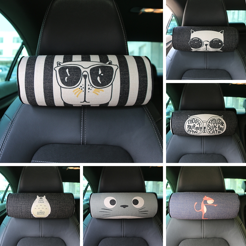 卡通猫汽车头枕护颈枕靠枕颈椎腰靠记忆棉四季通用装饰情侣女用品3