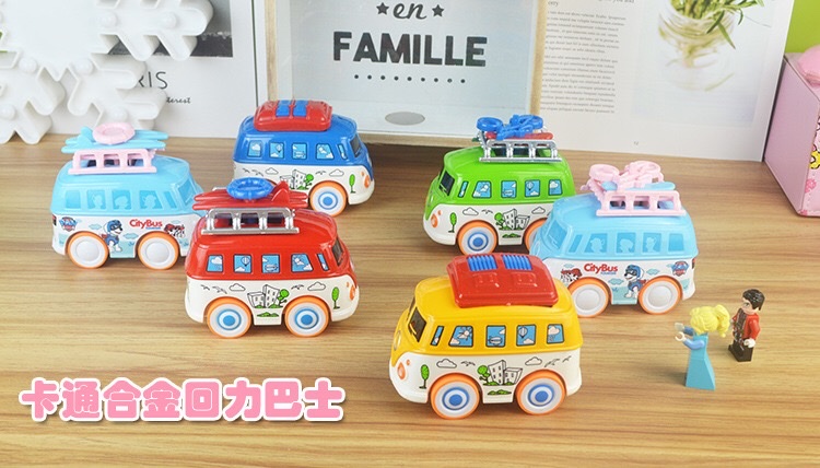 Dibujos animados q versión alloy bus model juguetes para niños alloy car mod huecos sonido y luz autobús de viaje autobús público detail image 4