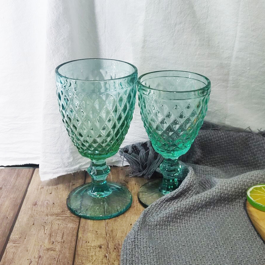 厂家直销创意高端欧式复古浮雕玻璃杯，红酒杯，果汁杯彩色高脚杯详情7